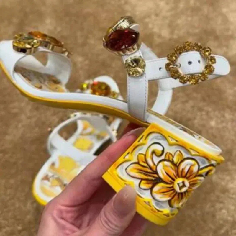 Bohemia Style Rhinestones Heels Sandals. - BLAKESTORE-NG