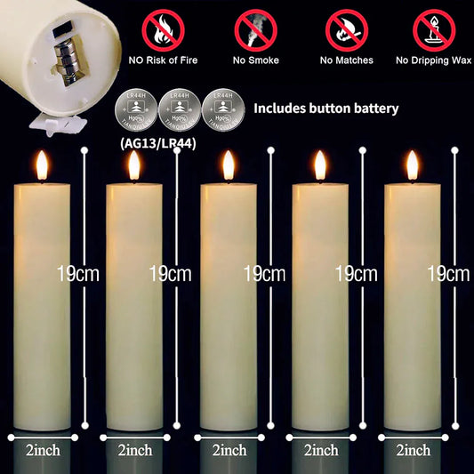Bulk Flickering LED Flameless Pillar Candles | 6-120 Pack Battery Operated Fake Candles for Wedding, Party & Concert Decor - BLAKESTORE-NG