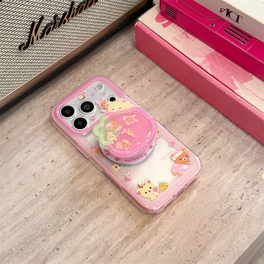 Cute Strawberry Bear Phone Case | MagSafe Shockproof Grip Stand - Maison Novaire