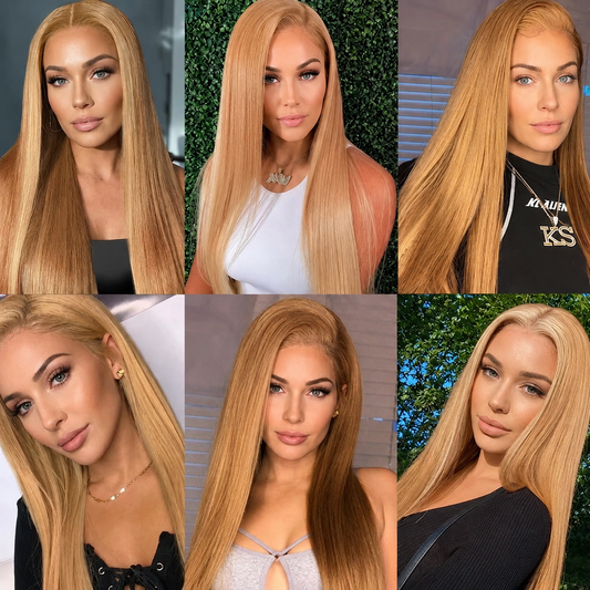 27 Honey Blonde Straight Human Hair Lace Frontal Wig - Maison Novaire