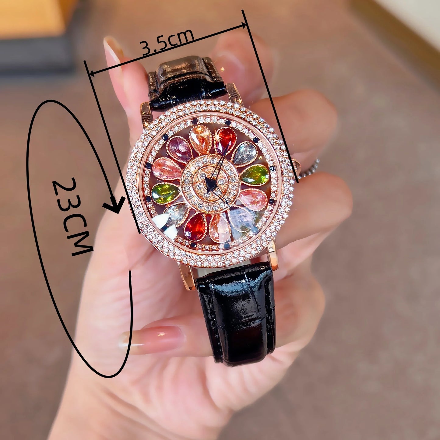 Dazzling Women’s Quartz Watch with Colorful Rhinestones