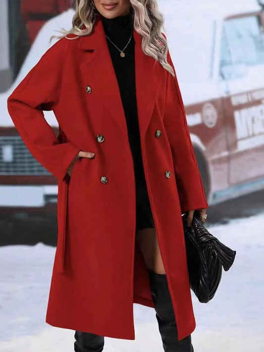 Double-Breasted Winter Coat with Belt. - Maison Novaire