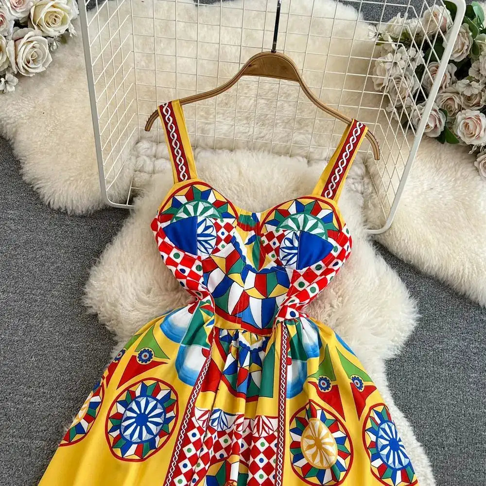 Floral A-Line Dress Women | High Waist Party Attire - Maison Novaire