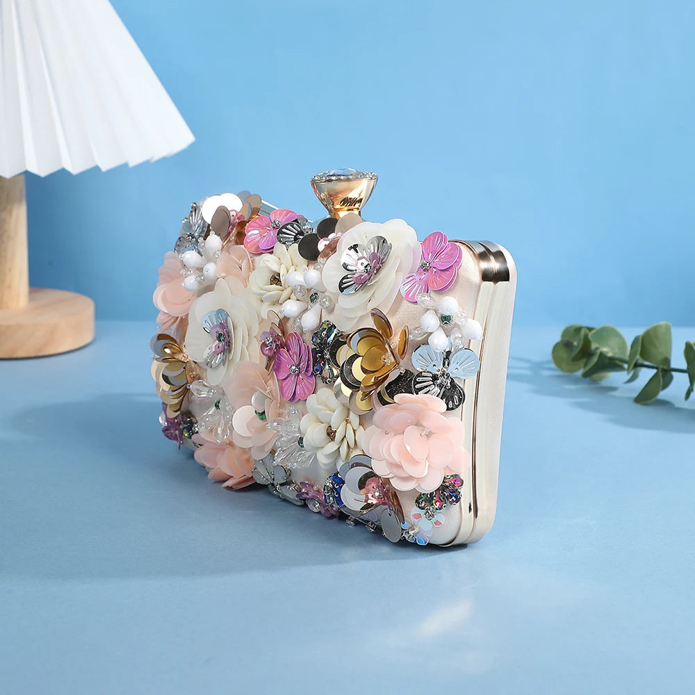 Flowery Evening Clutch Bag. - Maison Novaire #