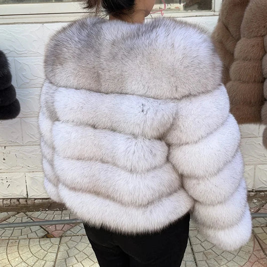 Fox Fur Coat Leather And Skin Clothing Winter Jacket. - BLAKESTORE-NG