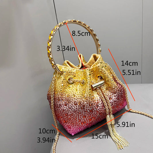 Handle Rhinestones Evening luxury clutch Purse. - Maison Novaire