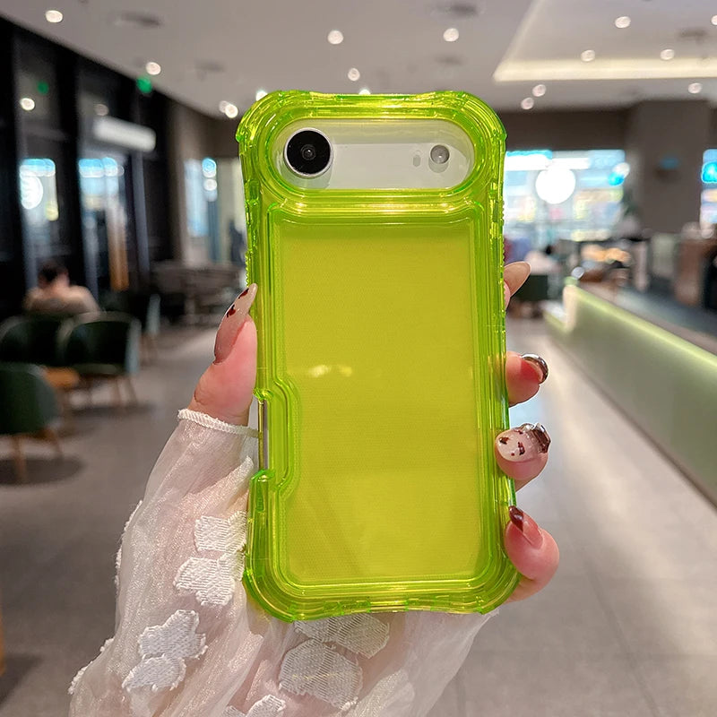 Heavy Duty 3-in-1 Clear Anti-Drop iPhone Case | Shockproof Protective Cover Fluorescent Green