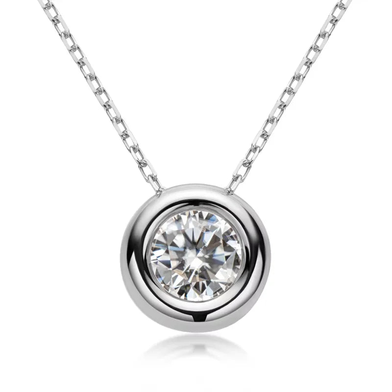 Maison Novaire 6.5mm Round Bezel Moissanite Pendant Necklace - Maison Novaire