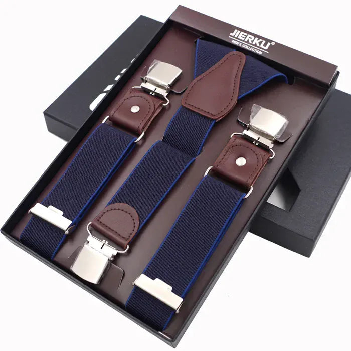 Men’s Leather Suspenders with 3 Clips – High-Quality Casual Braces for Trousers | Gift for Dad - BLAKESTORE-NG