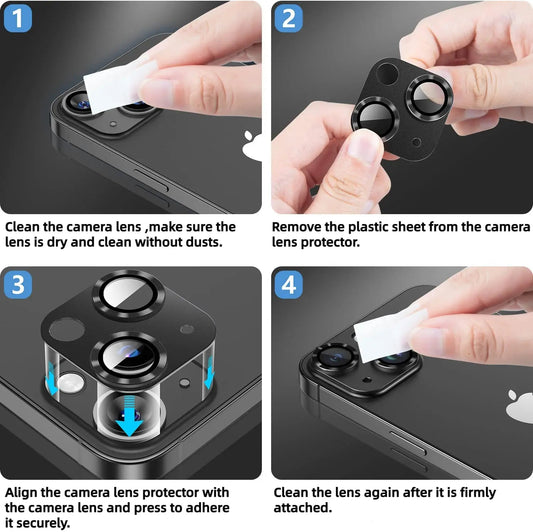 Metal Tempered Glass Camera Lens Protector Film Cover For iPhone. - Maison Novaire
