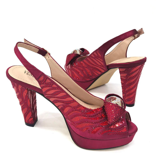 Peep Toe Sandals with Matching Bag Set | Women Sexy High Heel Peep Toe Shoes & Purse Combo for Party Wedding Evening - BLAKESTORE-NG