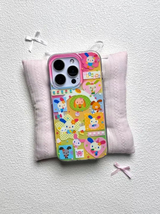 Rainbow Rabbit Dopamine Bunny Art iPhone Case | Cute Luxury MagSafe Shockproof Cover - Maison Novaire