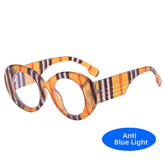 Retro Stripe Yellow Anti Blue Light Glasses For Women - BLAKESTORE-NG