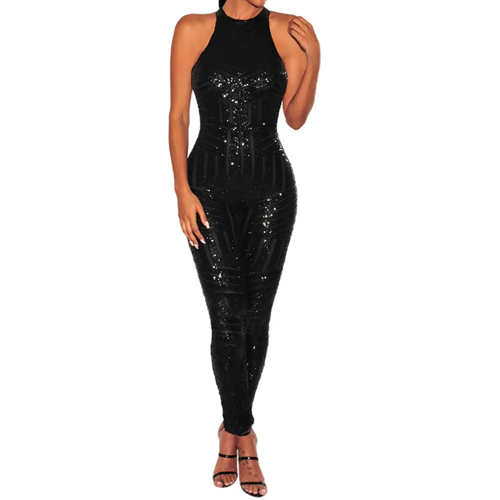 Sequin Off Shoulder O-neck Jumpsuit. - Maison Novaire #