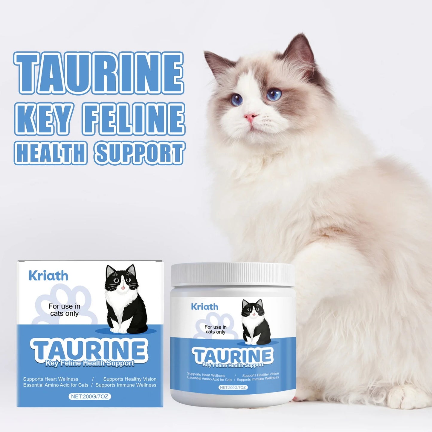 Taurine Powder for Cats – Support Heart & Vision Health 200g