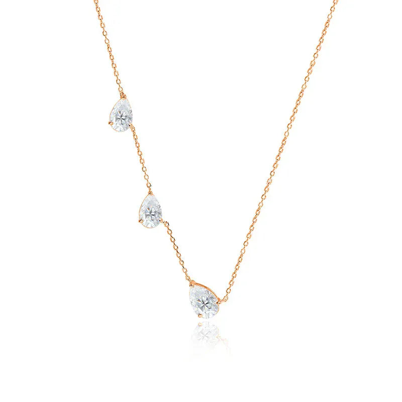 Smyoue Gradient Moissanite Necklace | 3 Pear Cut Gems 925 Silver Pendant - BLAKESTORE-NG