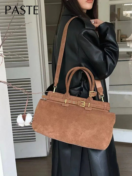Winter Suede Leather Tote Russian-Style Women’s Shoulder Bag - Maison Novaire