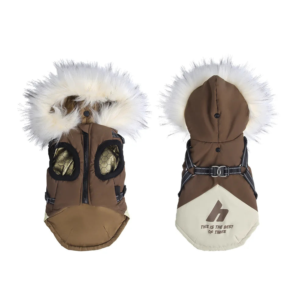 Winter Warm Pet Dog & Cat Coat – Fleece Hooded Plush Cotton Jacket - BLAKESTORE-NG