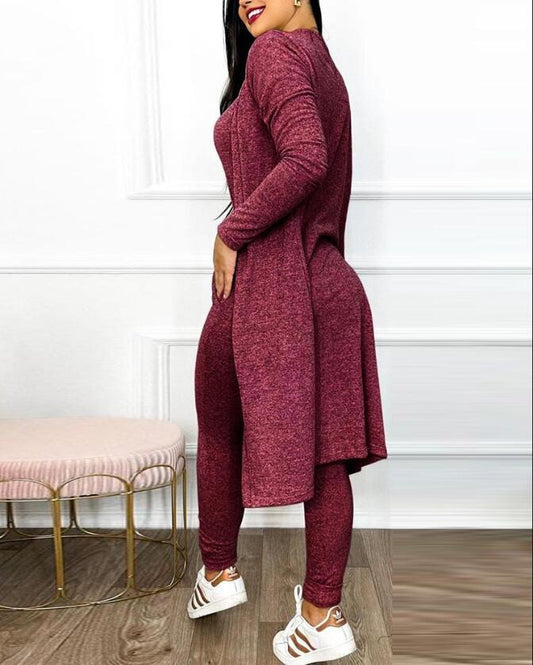 Women's Highwaist Jumpsuit with Cardigan Cover - Maison Novaire #
