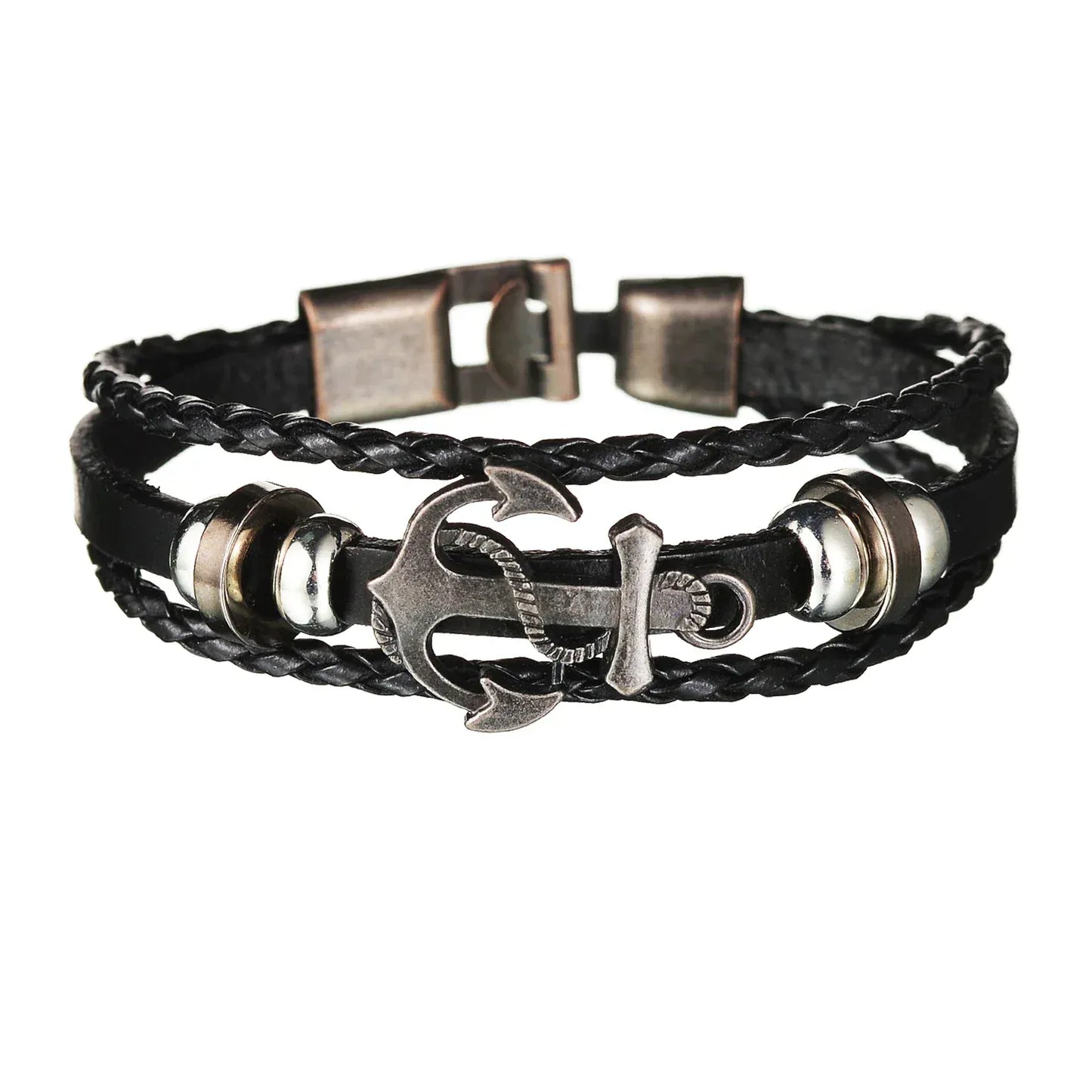 BLAKESTORE-NG Bracelet 36 Multilayer Black Leather Bracelets & Bangles for Men.