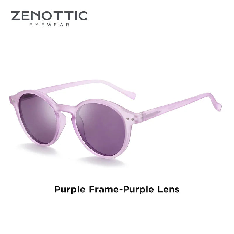 Lennox Retro Round Polarized Sunglasses – UV400 Protection 026 Purple Lens ZENOTTIC