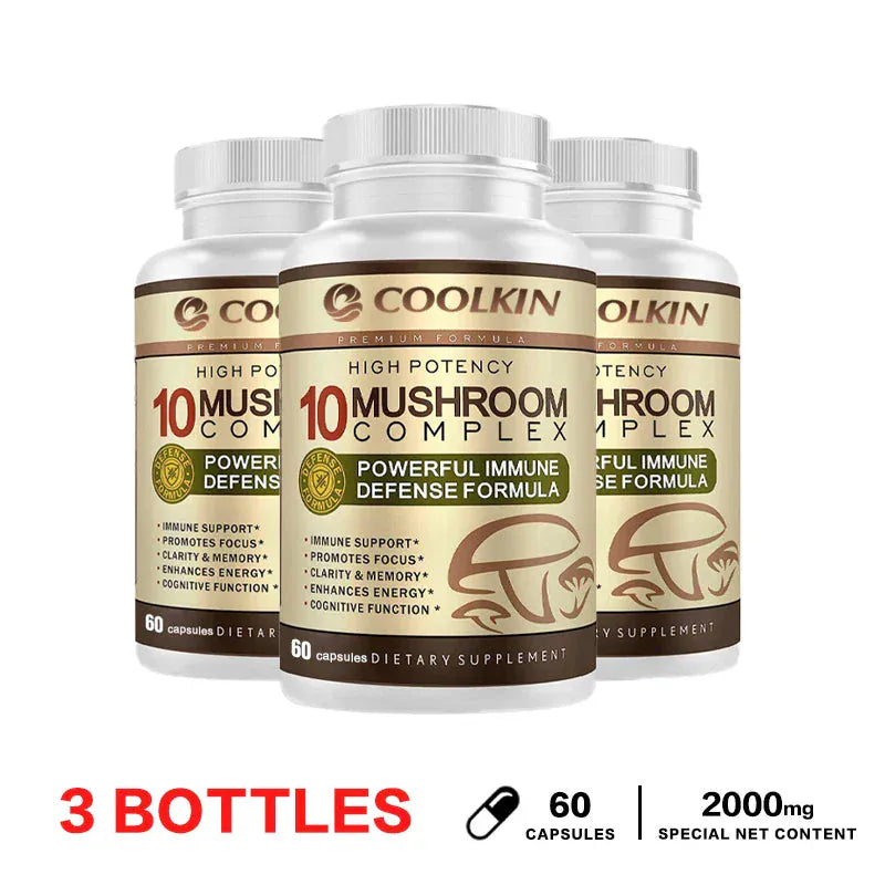 10 Mushroom Complex Capsules – Focus, Energy & Immune Support - Maison Novaire #