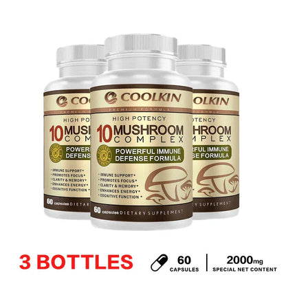 10 Mushroom Complex Capsules – Focus, Energy & Immune Support - Maison Novaire #