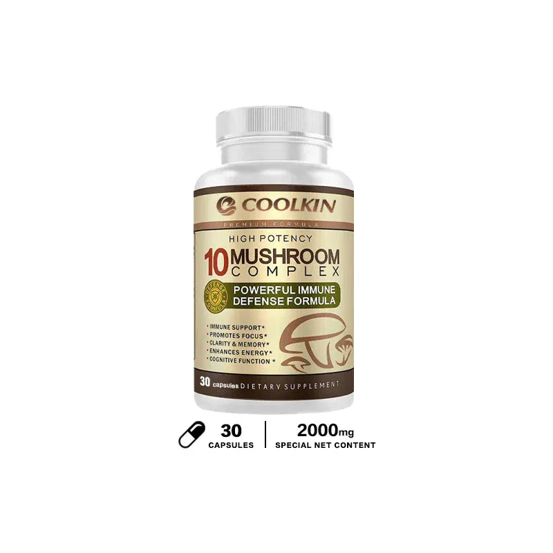 10 Mushroom Complex Capsules – Focus, Energy & Immune Support - Maison Novaire #