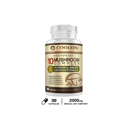 10 Mushroom Complex Capsules – Focus, Energy & Immune Support - Maison Novaire #