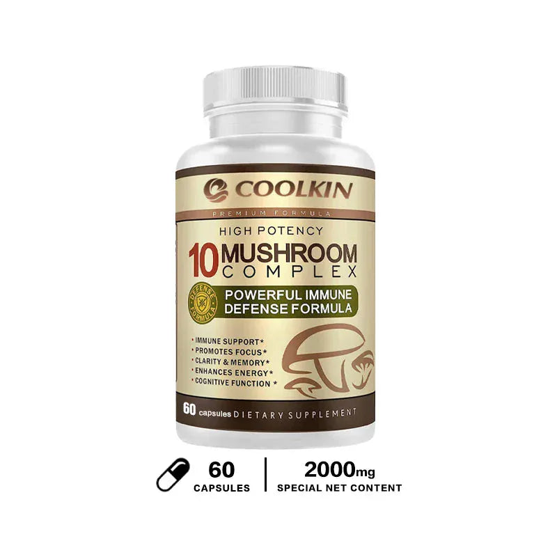 10 Mushroom Complex Capsules – Focus, Energy & Immune Support - Maison Novaire #