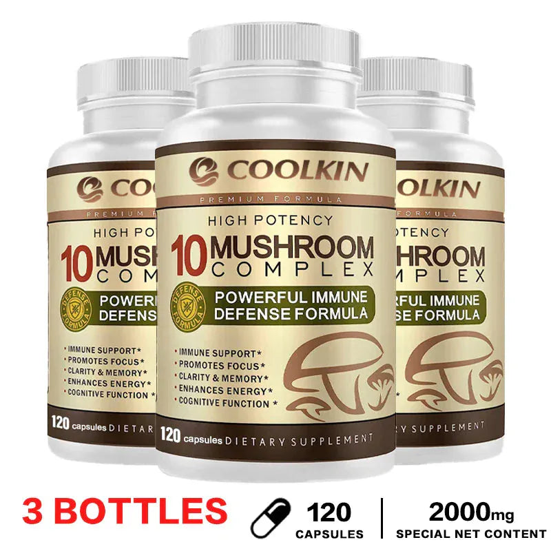 10 Mushroom Complex Capsules – Focus, Energy & Immune Support - Maison Novaire #