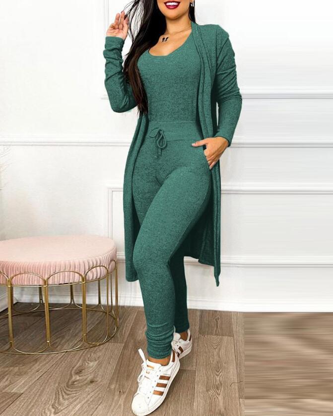 Women's Highwaist Jumpsuit with Cardigan Cover