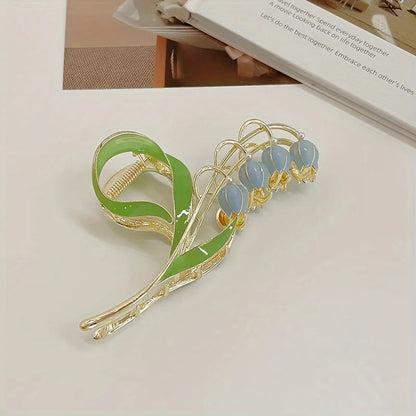 1PCS Bell Orchid Flowers Super Fairy Temperament Hair Accessories, Large Premium Feeling Scratch Clip, Autumn Hundred Shark Clip - Maison Novaire