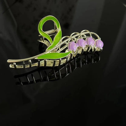 1PCS Bell Orchid Flowers Super Fairy Temperament Hair Accessories, Large Premium Feeling Scratch Clip, Autumn Hundred Shark Clip - Maison Novaire
