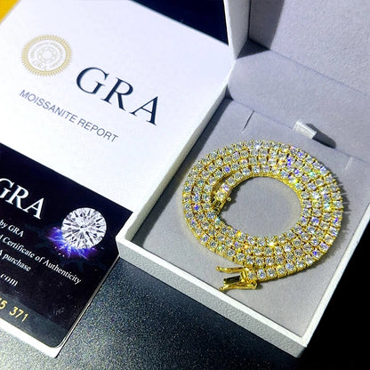 2026 Unisex Moissanite Tennis Chain Bracelet gold