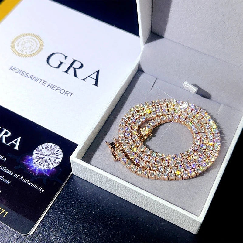 2026 Unisex Moissanite Tennis Chain Bracelet rose gold