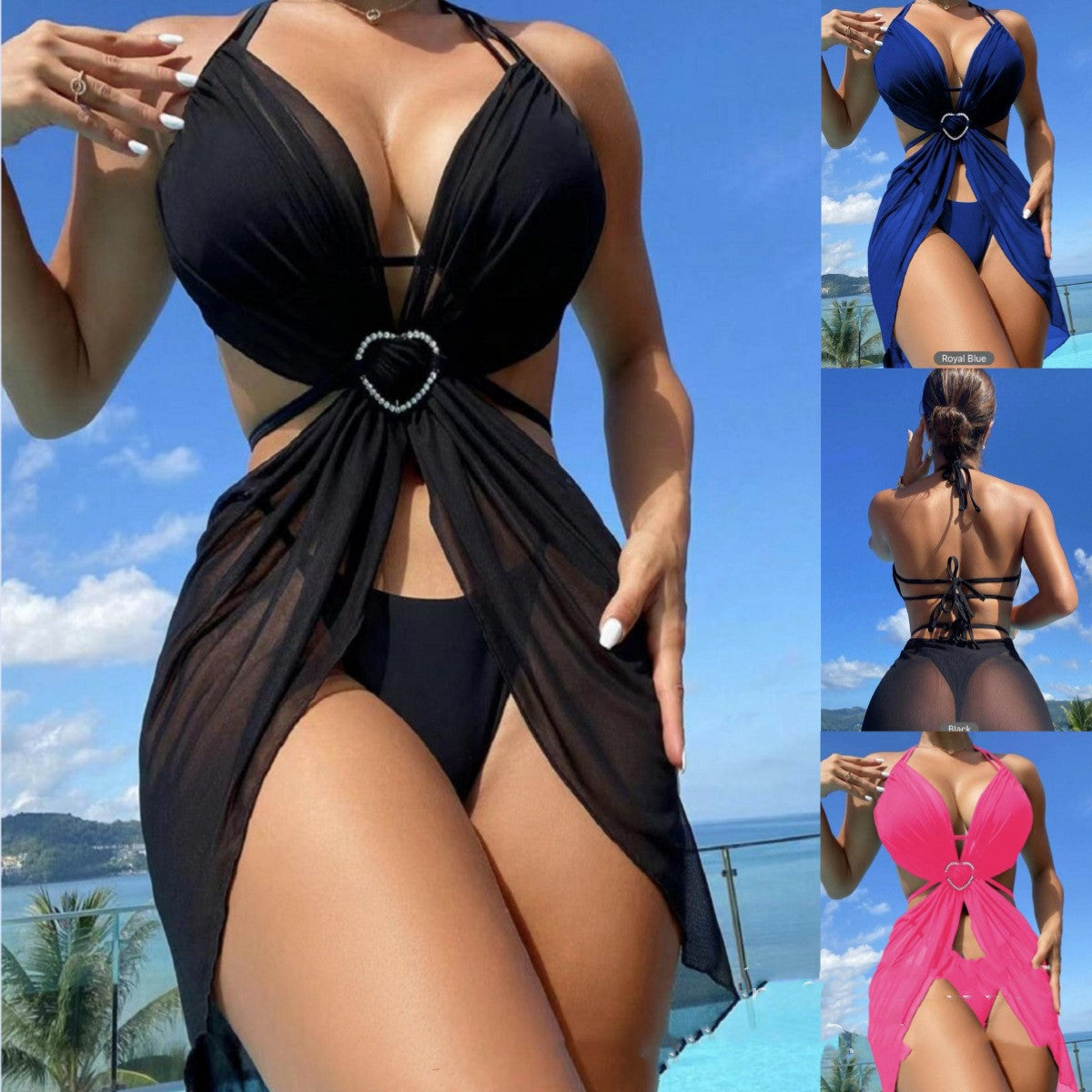 3pcs Halter Neck Bikini Beach Wear