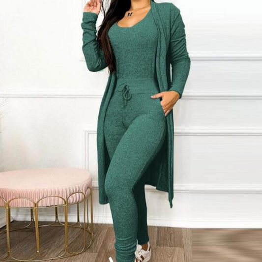 Women's Highwaist Jumpsuit with Cardigan Cover