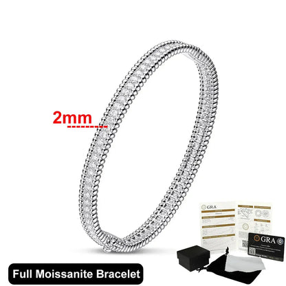 2mm Moissanite Bracelet | 925 Silver & 18K Gold Luxury Women’s Bangle - BLAKESTORE-NG