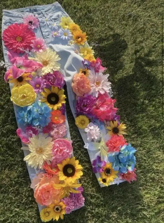 3D Flower Jeans | Designer Streetwear Denim | Maison Novaire - Maison Novaire #