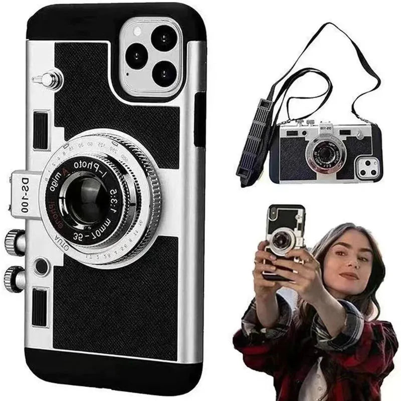 3D Retro Camera Leather Case for IPhone. - Maison Novaire #