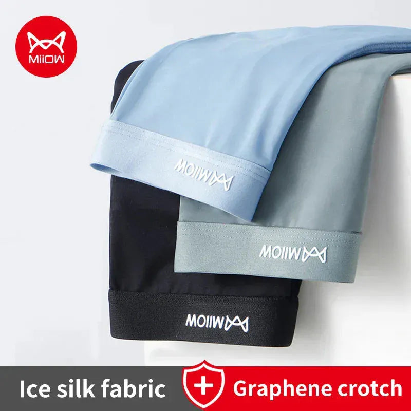 3Pcs Thin Ice Silk Men’s Boxershorts | Ultra-Light Cooling Boxer Briefs Pack Breathable Moisture Wicking Comfort - BLAKESTORE-NG