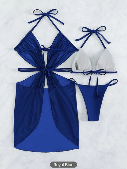3pcs Halter Neck Bikini Beach Wear - Maison Novaire #