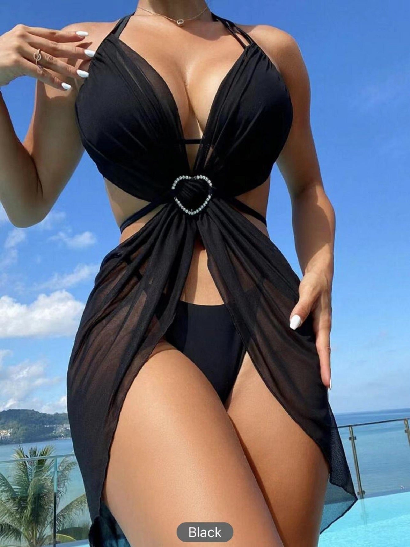 3pcs Halter Neck Bikini Beach Wear - Maison Novaire #