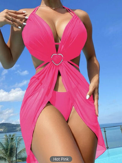 3pcs Halter Neck Bikini Beach Wear - Maison Novaire #