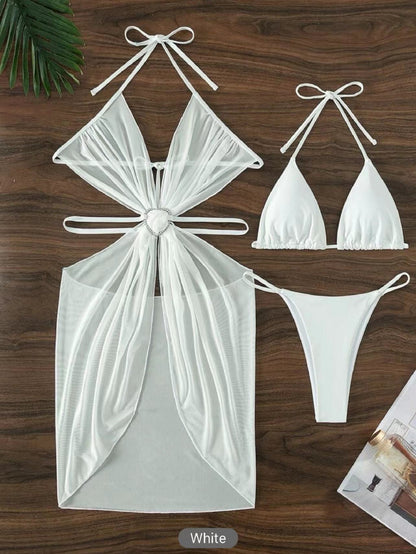3pcs Halter Neck Bikini Beach Wear - Maison Novaire #