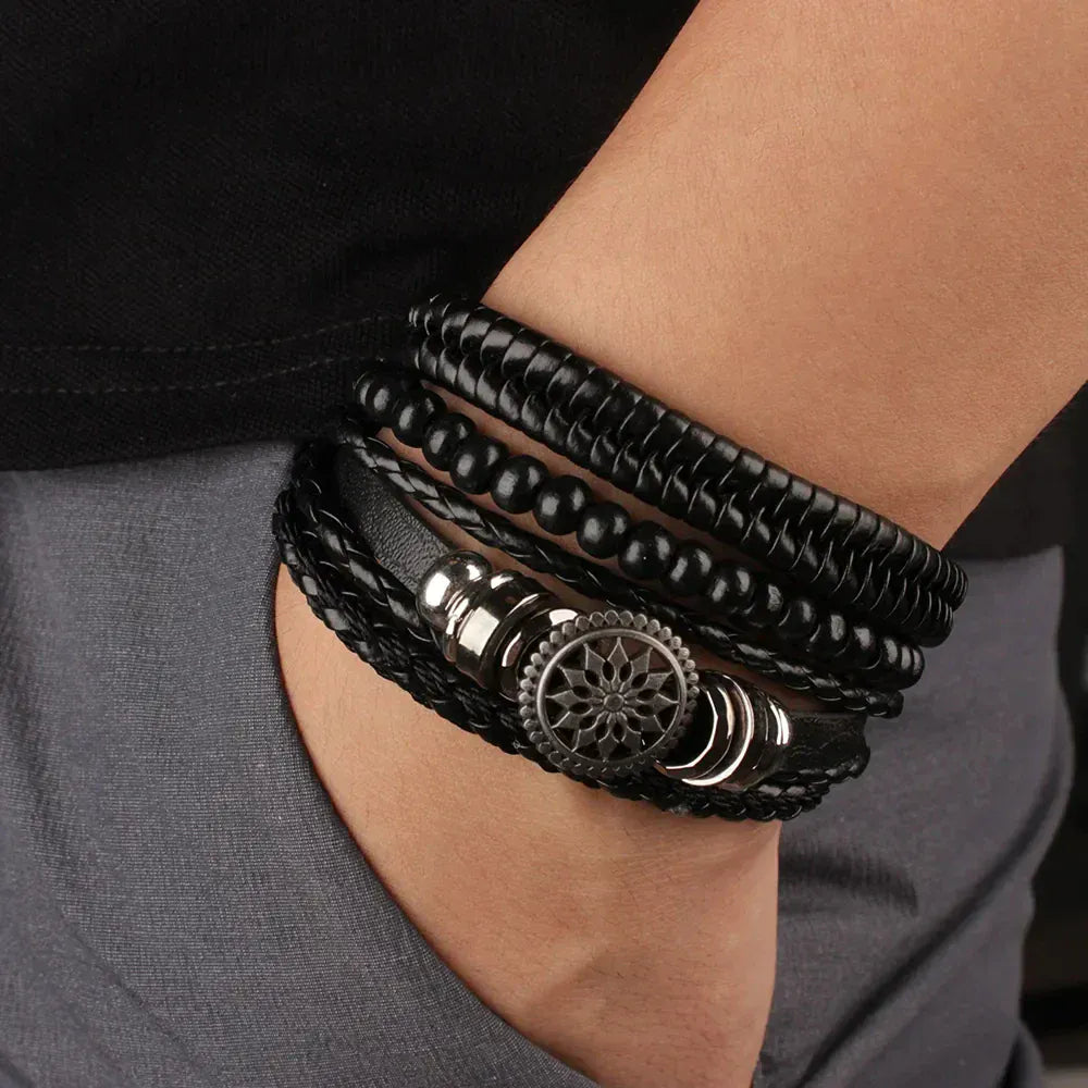 4Pcs/ Set Leather Bracelets For Men. - BLAKESTORE-NG