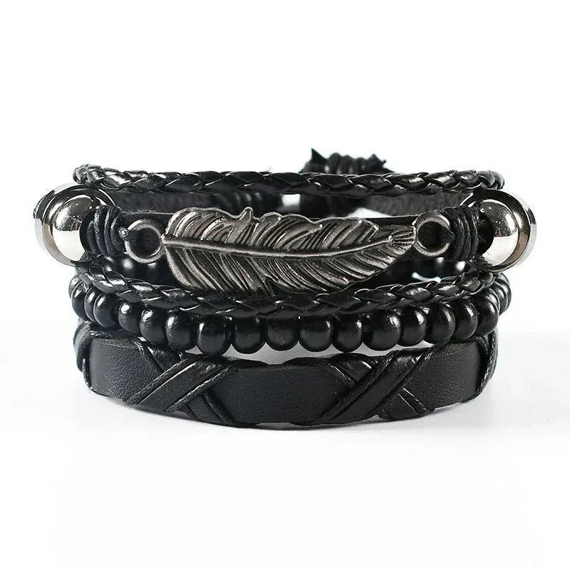 4Pcs/ Set Leather Bracelets For Men. - BLAKESTORE-NG