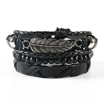 4Pcs/ Set Leather Bracelets For Men. - BLAKESTORE-NG