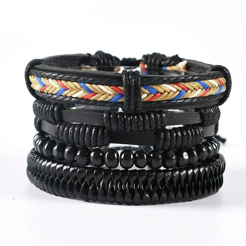 4Pcs/ Set Leather Bracelets For Men. - BLAKESTORE-NG